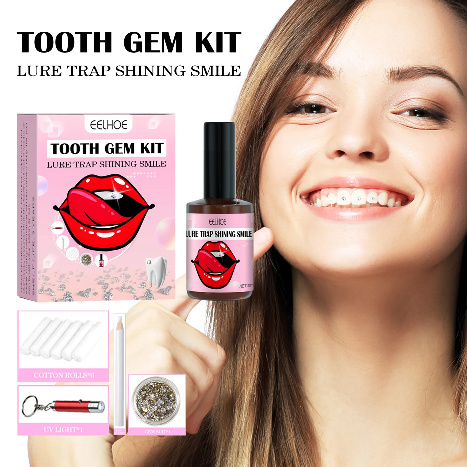 

Tooth Gem Set Easy to Remove Beautiful White Tooth Jewelry Sturdy and Reliable Professional DIY Tooth Jewelry Great Decoration