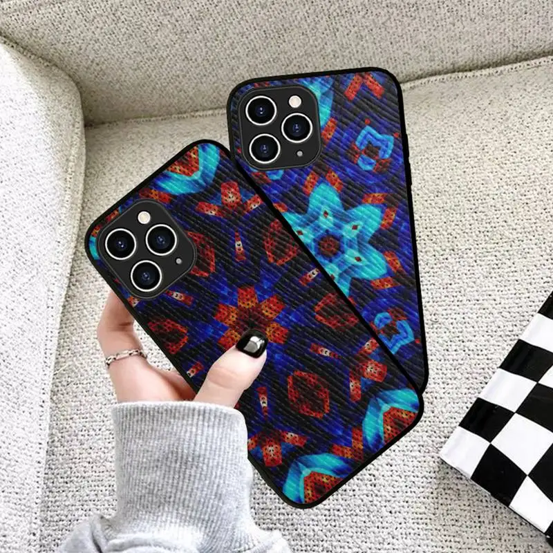 

RuiCaiCa Kaleidoscope art Phone Case Hard Leather Case for iPhone 11 12 13 Mini Pro Max 8 7 Plus SE 2020 X XR XS Coque