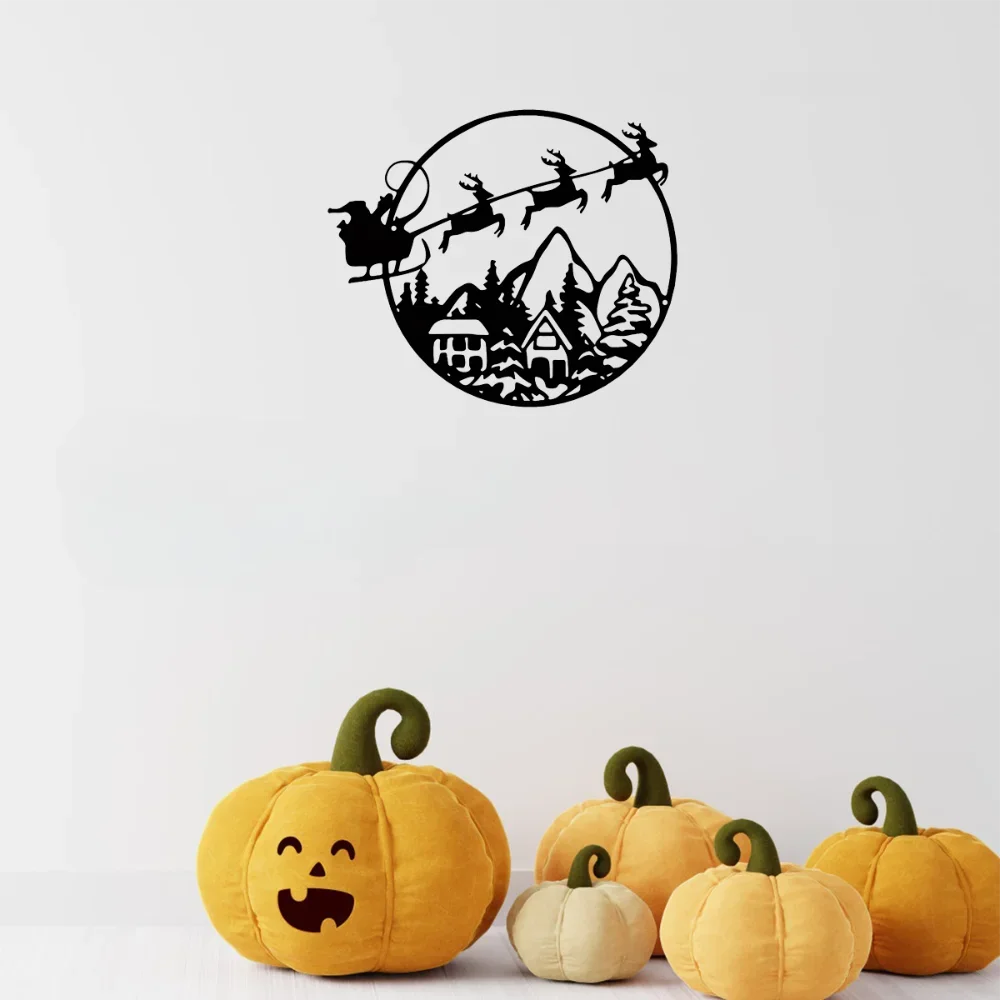 Украшение для дома на Рождество с Санта-Клаусом оленем санями Металлический