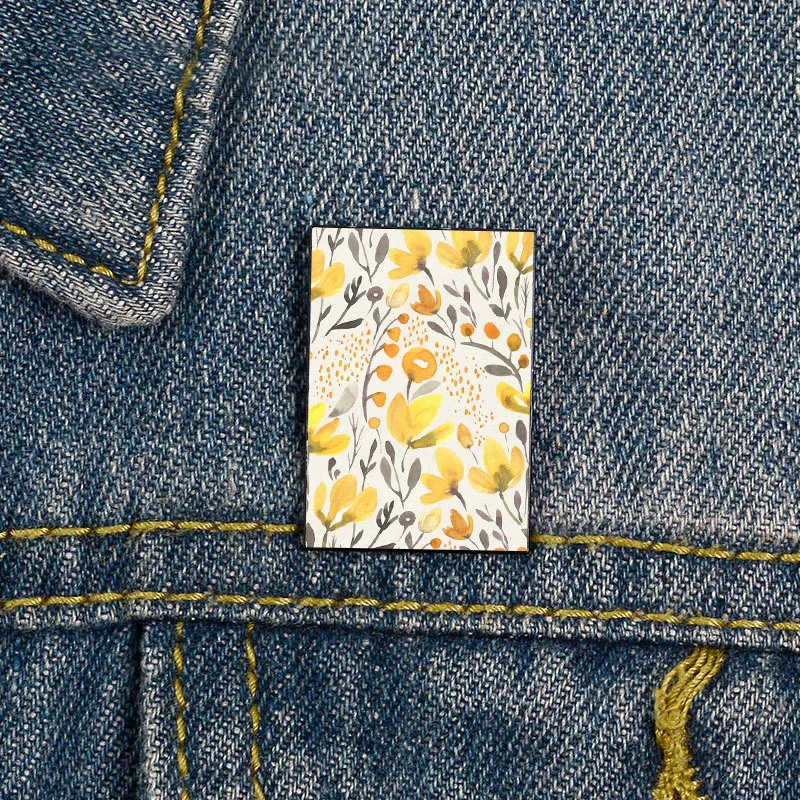

Fashion Yellow field Printed Pin Custom Funny vintage Brooches Shirt Lapel teacher Bag Cute Badge Cartoon pins for Lover Girl
