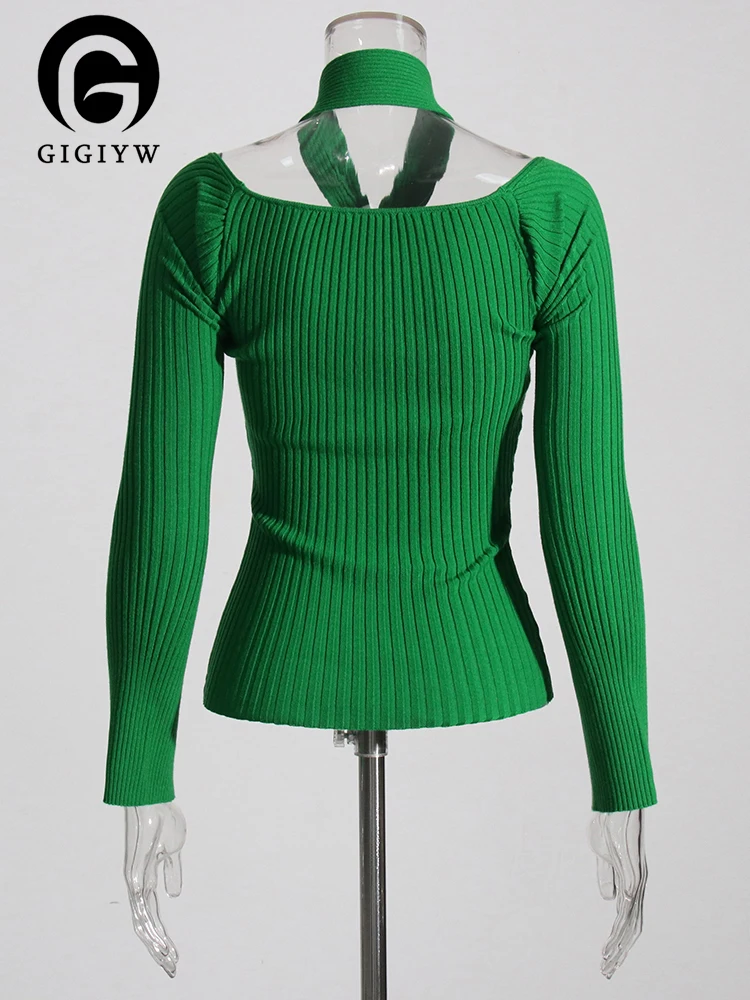 

Женская трикотажная футболка GIGIYW, Однотонная футболка с длинным рукавом