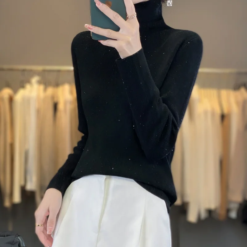 Кашемировый свитер с высоким воротником женский пуловер осенне-зимний вязаный