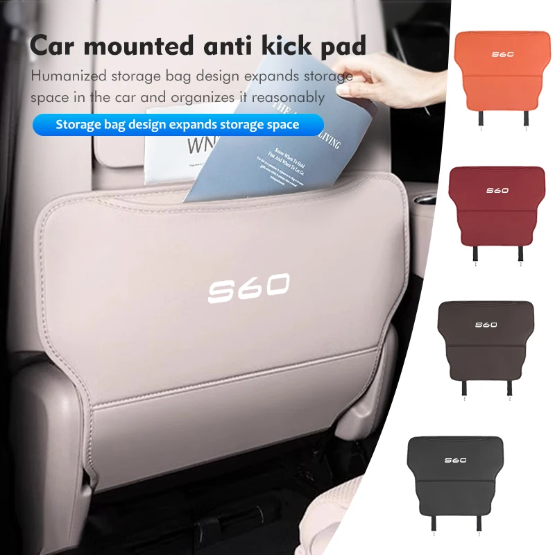For Volvo Leather Car Seat Rear Back Anti Kick Pad Storage Bag AWD C30 C70 S60 S80 S90 T6 V40 V50 V60 V7