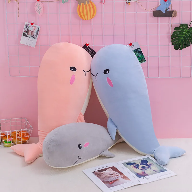 Креативная мягкая плюшевая игрушка-Кит голубого и розового цветов декоративные