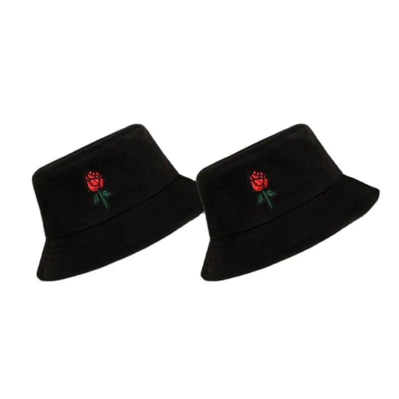 

Панама из 2021 хлопка с вышивкой розы, шапка рыбака для активного отдыха, путешествий, Кепка От Солнца, шапки для мужчин и женщин, 48