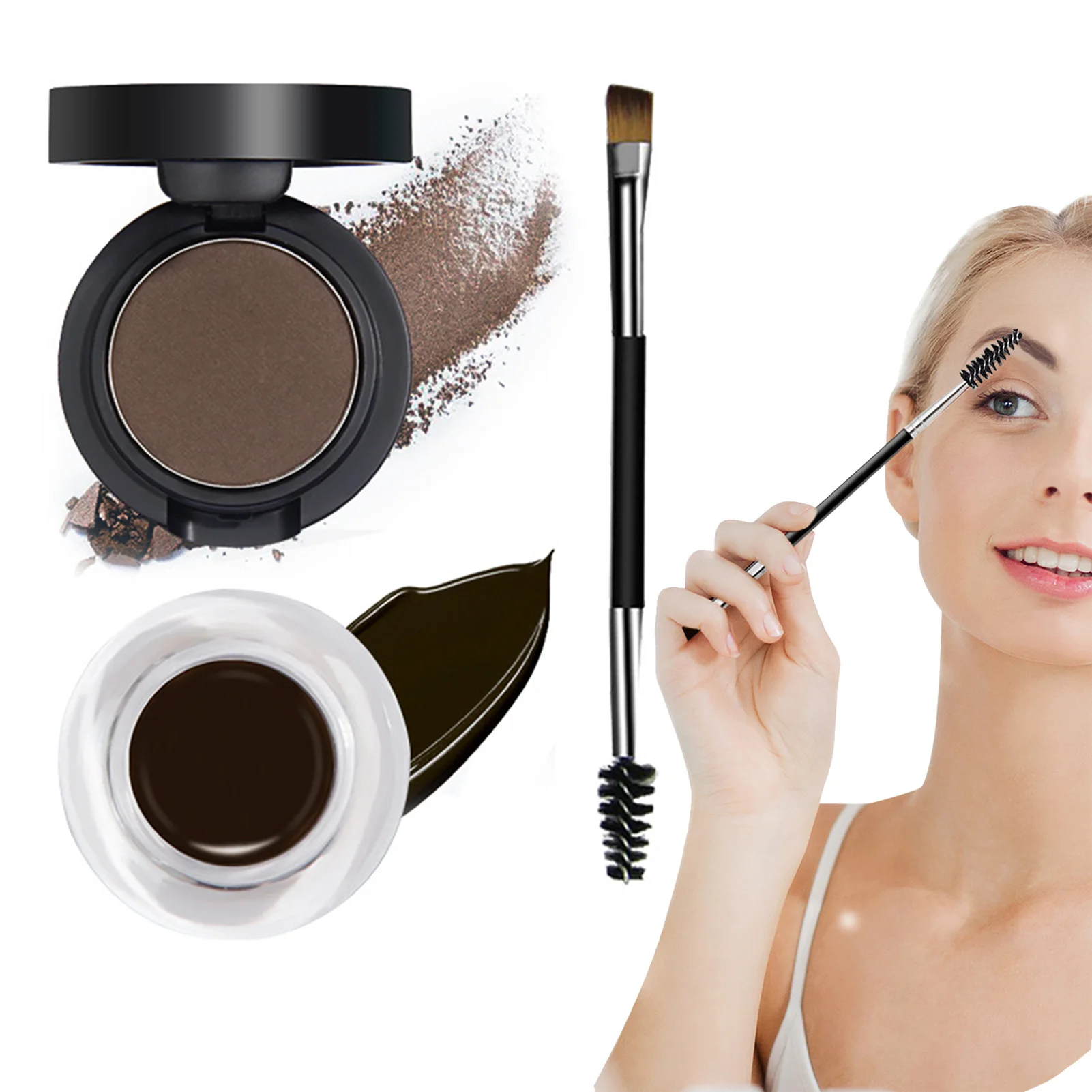 

Пудра для бровей стойкая и водостойкая пудра для макияжа бровей 2 в 1 пудра для бровей и крем с кисточкой и зеркалом ежедневно