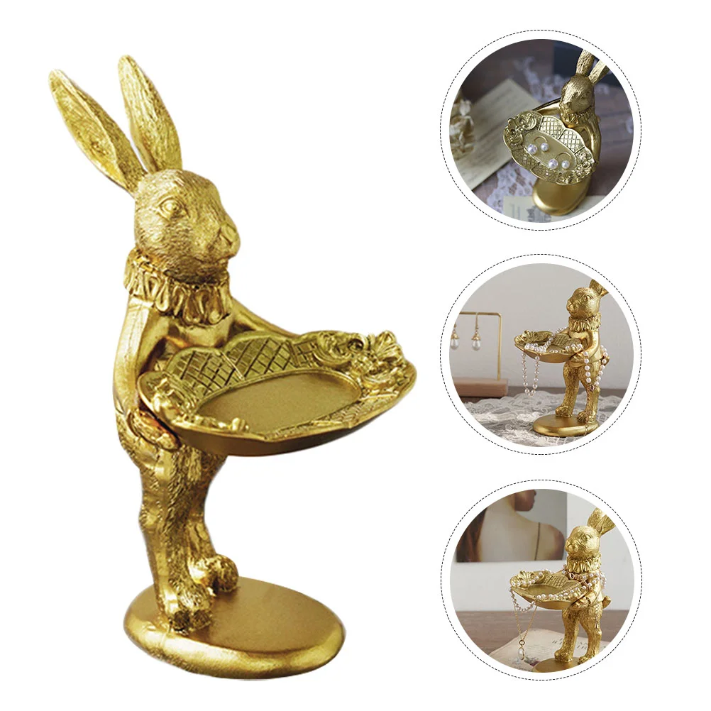 

Vintage Toys Easter Bunny Decorations Ring Bracket Retro Jewelry Dish Vintage Tray Rabbit Jewelry Dish Statuette Rabbit Ornament