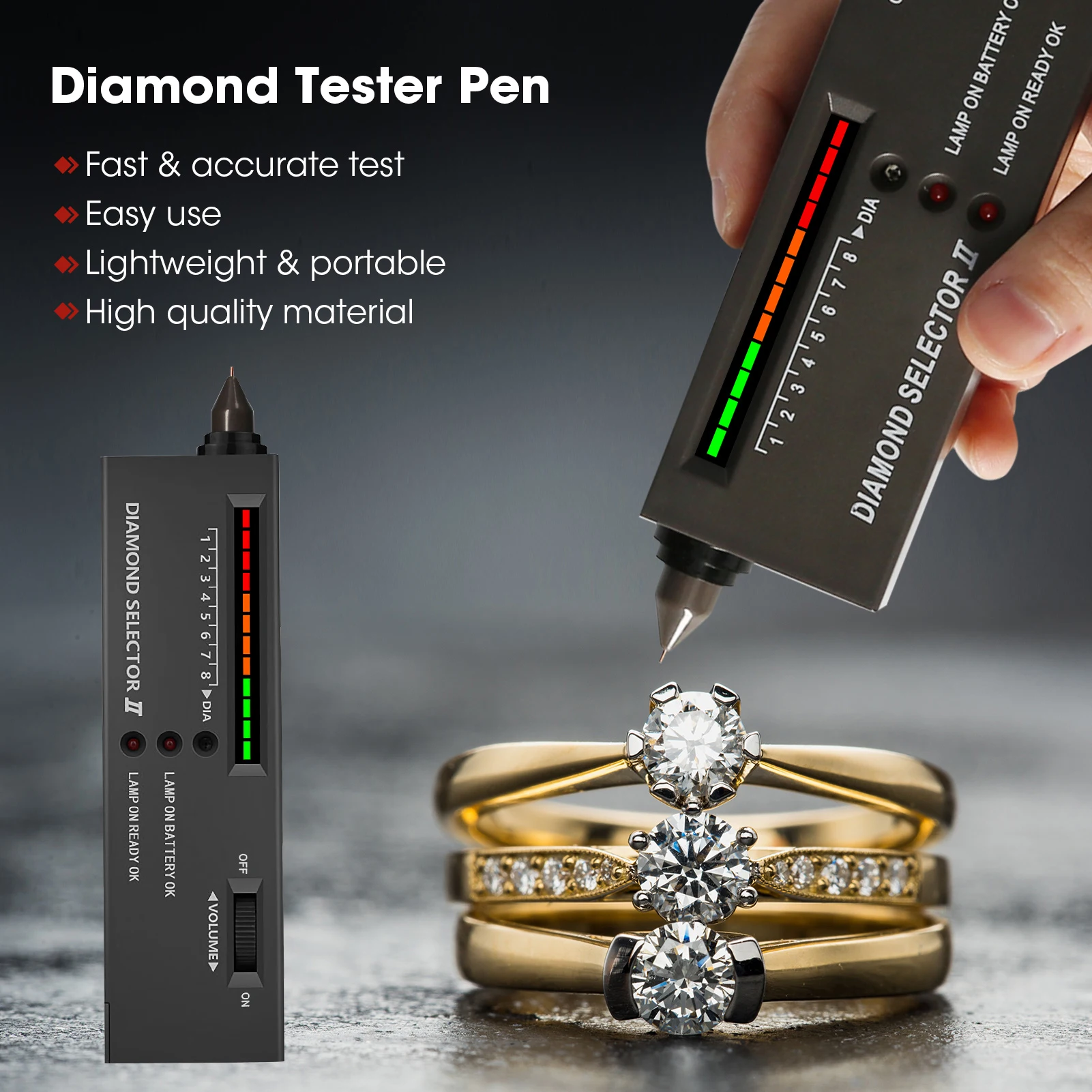 

Diamond Tester Pen High Accuracy Diamond Selector Detector Jewelry Testing Tool with Case for Novice Expert