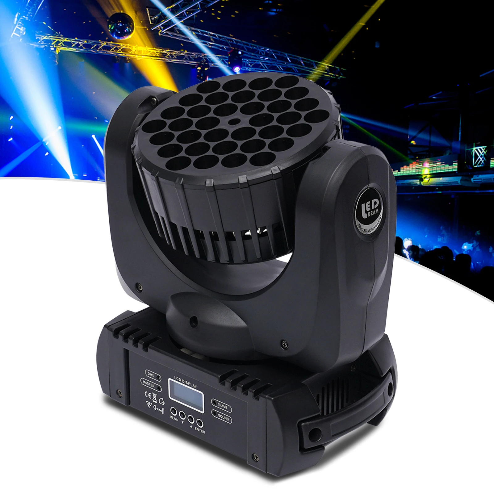 

36x3W RGBW LED Beam Moving Head DJ Disco Stage Wash Light DMX Channel Effect Lighting