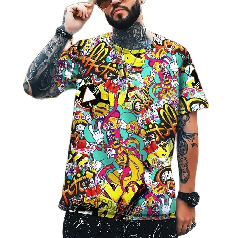 

New funny hip hop graffiti 3D print fashion men street hip hop clothing shirt crewneck t-shirt oversized casual XXS-6XL