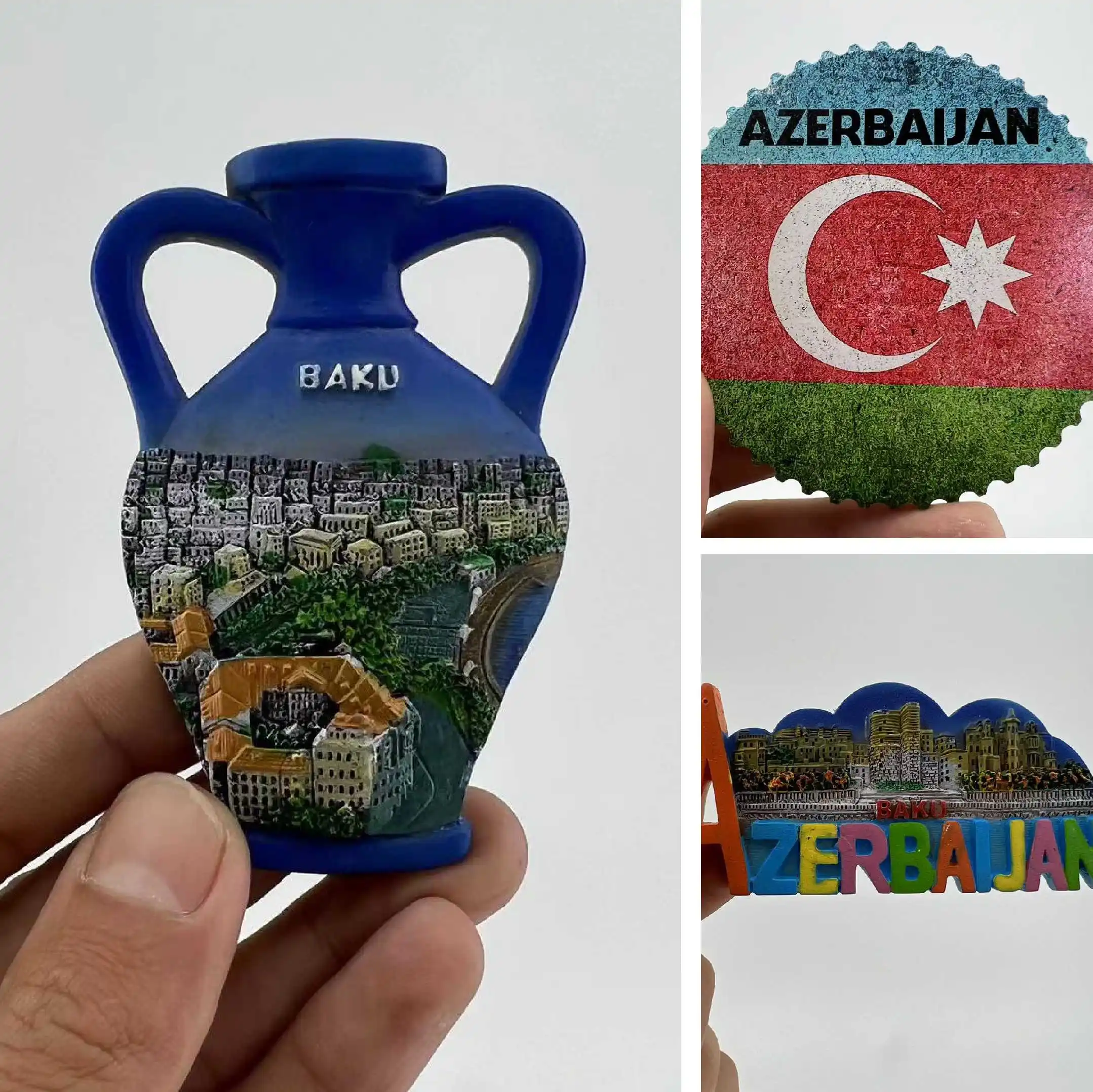 

Наклейки на холодильник из Азербайджана, дорожные сувениры, трехмерный декоративный артефакт, полимер, ручная роспись, магнит, подарок на д...