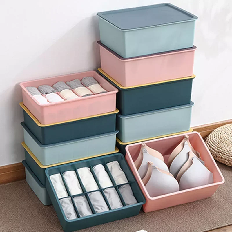 

1Pcs Underwear Drawer Organizer Bedroom Closet Plastic Storage Box For Socks Home Separate Storage Box Bra Organizer Container