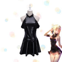 japanese game anime fate stay night cosplay fgo saber swimsuit women girls one piece latex sexy leather swimming swimwear dress