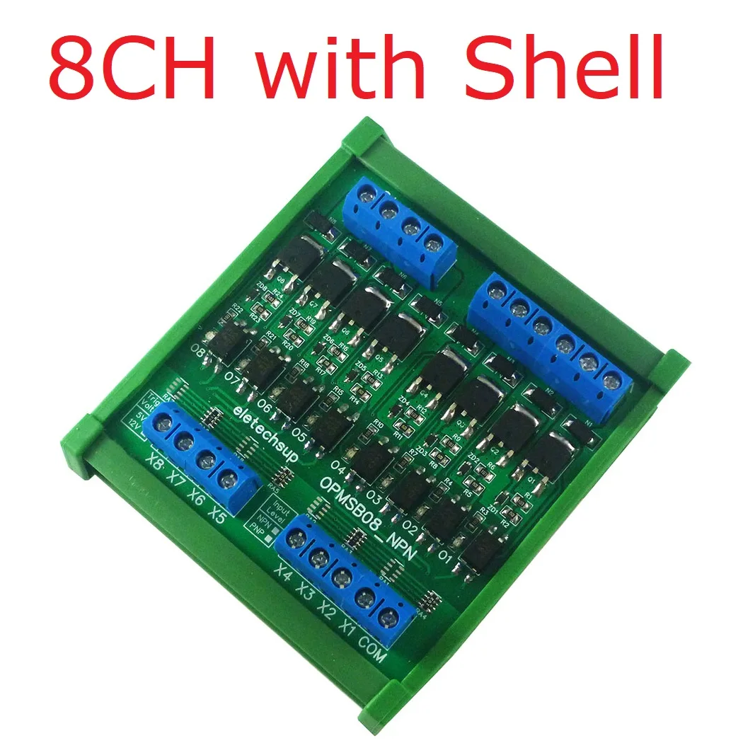 

8-канальный DC 3,3-24 В ШИМ-усилитель сигнала 0-2 кГц NPN/PNP преобразователь логического уровня светодиодный драйвер 5A усилитель тока ввода-вывода OPMSB08