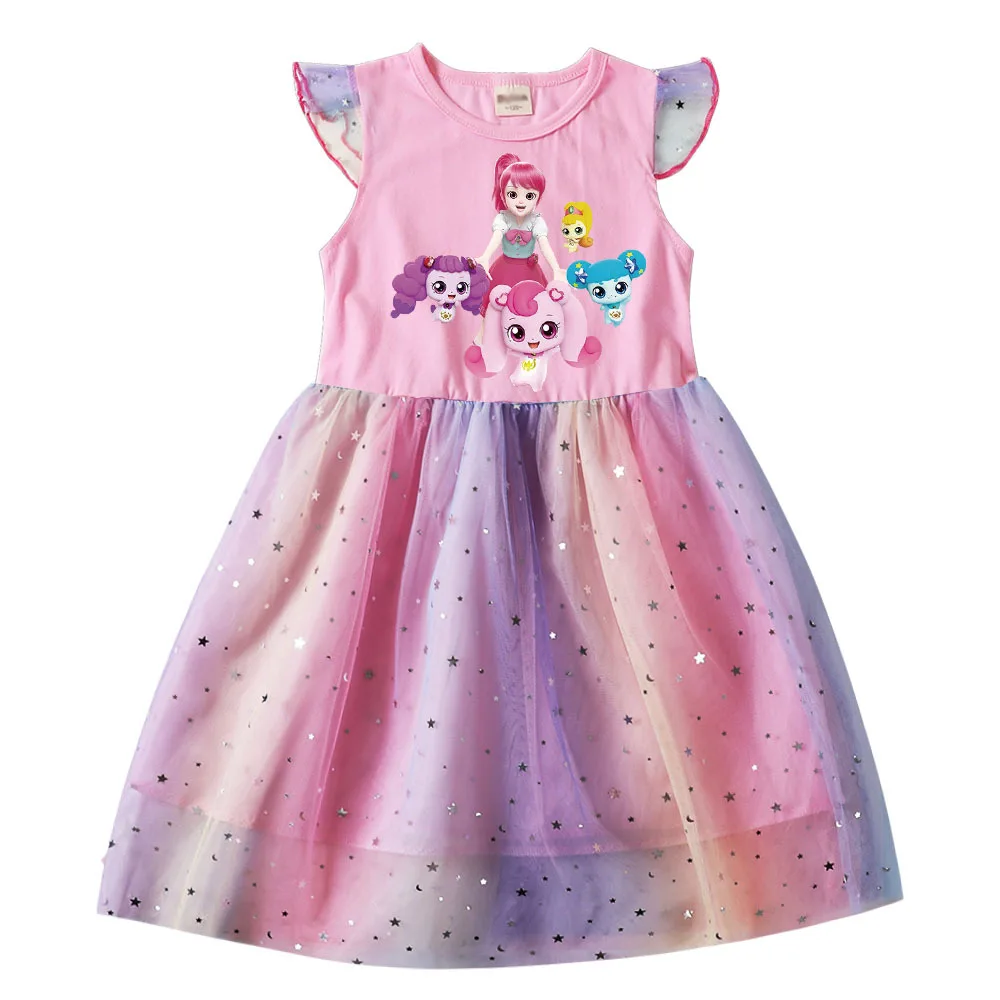 

Catch Teenieping Dress Kids TShirt Mesh Sequin Dresses Toddler Girls Princess Vestidos Children Wedding Party Clothes