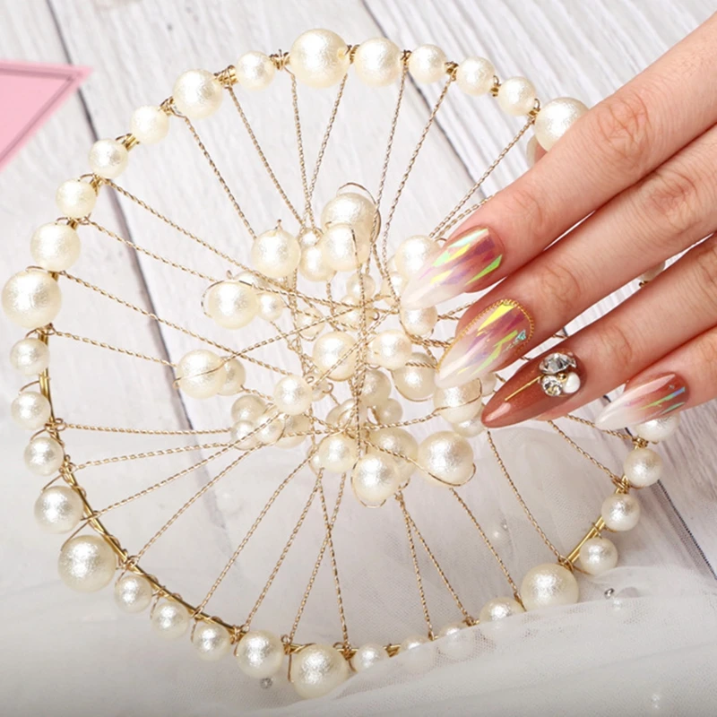 

Демонстрация для дизайна ногтей тарелка в виде ракушки русалки с жемчугом демонстрационная полка в форме сетки ювелирные изделия для ногте...