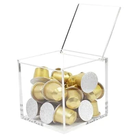1pc capsule coffee storage rack box table top transparent nordic acrylic dustproof household coffee shop hold 50 coffee capsules