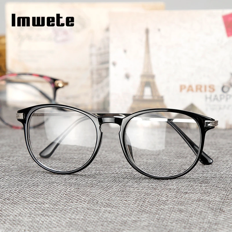 

Классические черные очки Imwete, винтажные оправы для очков с защитой от синего света, оправы для очков по рецепту, круглые металлические очки