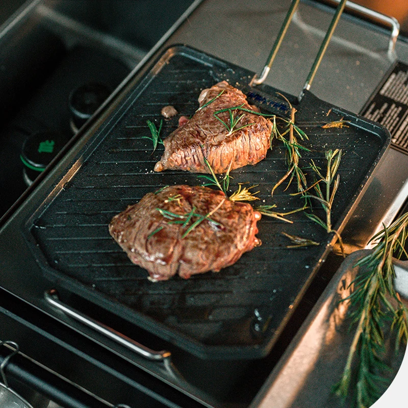 Открытый квадратный гриль для кемпинга барбекю сковорода из алюминиевого сплава