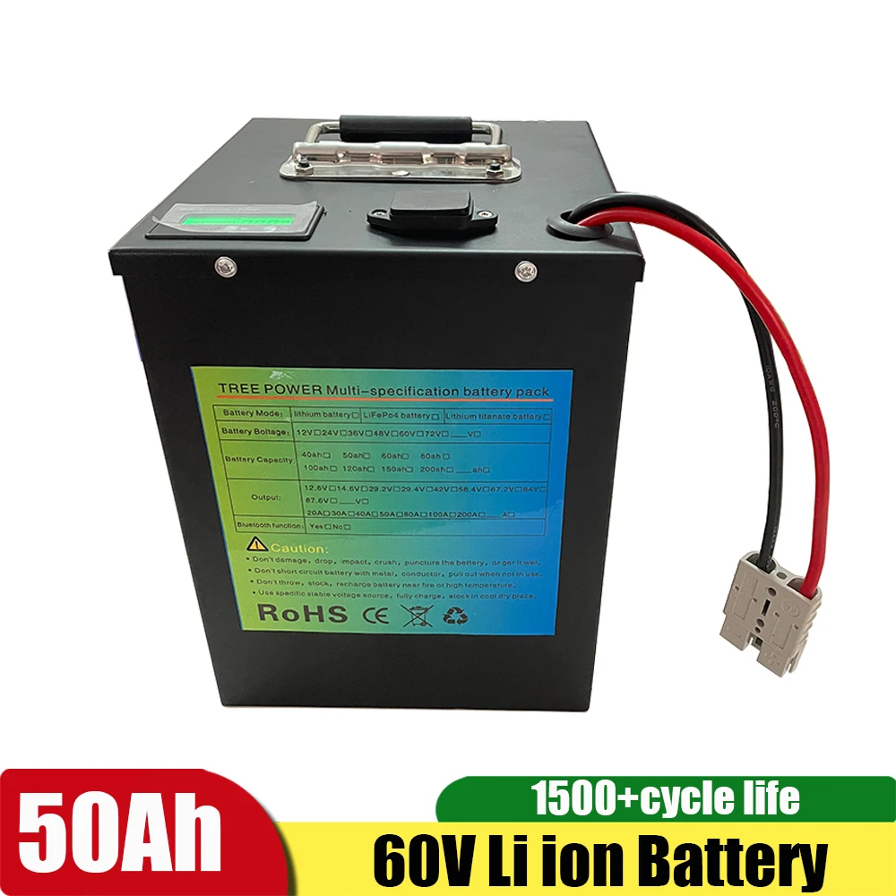 

Li ion 60V 50Ah Lithium ion Battery With BMS for 3000W 3600W Motor Golf Cart Tricycle Scooter Motorcycle Bike + 10A Charger
