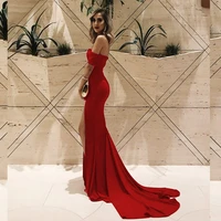 2022 sexy red bride dress party dress for weddings off the shoulder maxi vestiods celebrity cocktail evening robes prom gown