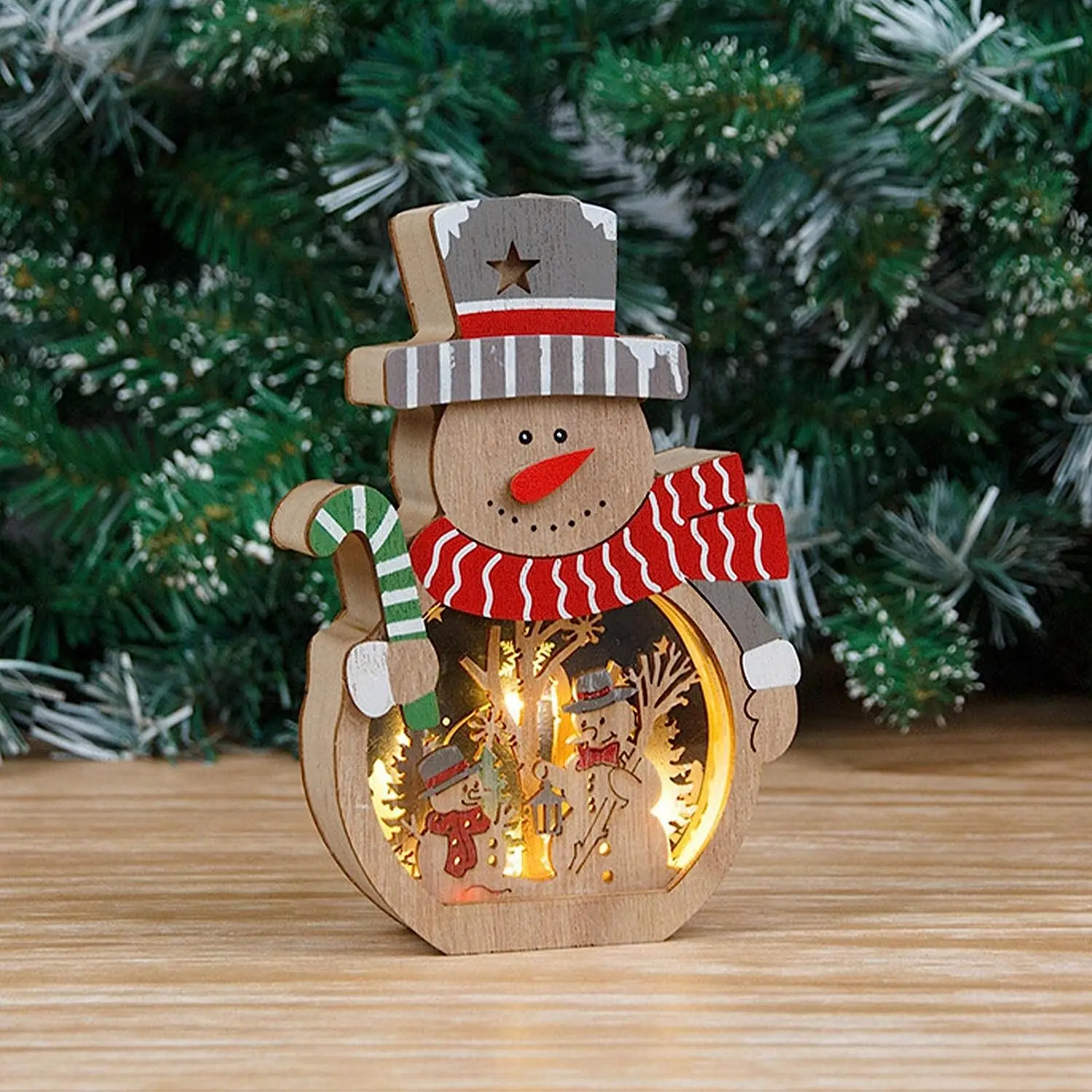 

Lighted Table Sign for Christmas Decorations,Wooden Light Up Ornament, Table Sign - Battery Operated, Christmas Tablet