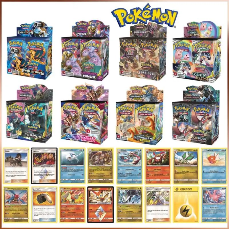 

360 шт. карта Pokemon GX сияющая TCG солнце и луна эволюции непрерывные единые умы Booster Box Game Battle Carte торговая детская игрушка