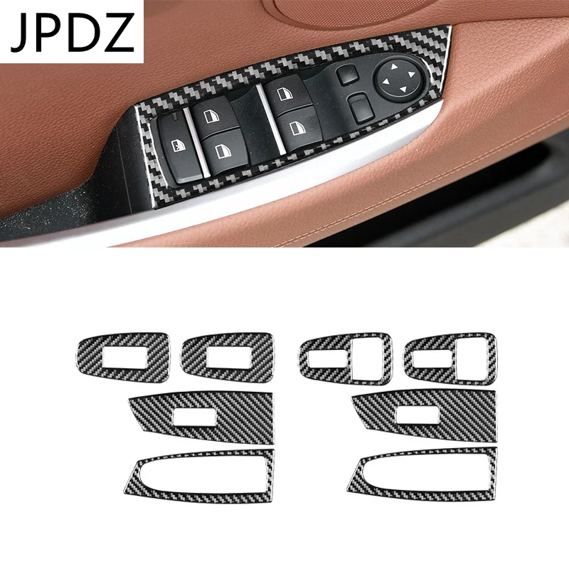 

4pcs/set Car Interior Window Glass Lift Button Decoration Carbon Fiber Panel Decoration Sticke For BMW 5 Series GT F07 2010-2017