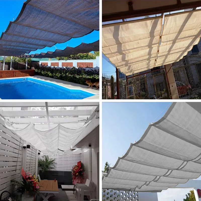 

NEW2023 Outdoor HDPE Anti-UV Telescopic Wave Sun Shade Sail Gazebo Garden Awnings Terrace Sunshade Net Swimming Pool Shading Net