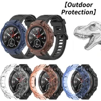 for amazfit t rex pro case smartwatch accessories tpu transparent screen protector case cover for xiaomi huamismart watch strap