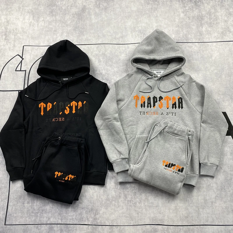 

2022 Towel Embroidered Trapstar Hoodie Fleece Set Men Women High Quality Winter Casual Sweatpant Hooded Pullover