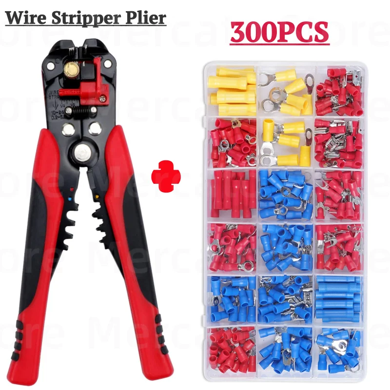 

300 шт. в ассортименте, изолированная лопатка, обжимной соединитель для проводов, электрическая вилка, кольцо, наконечники, клеммы для провод...