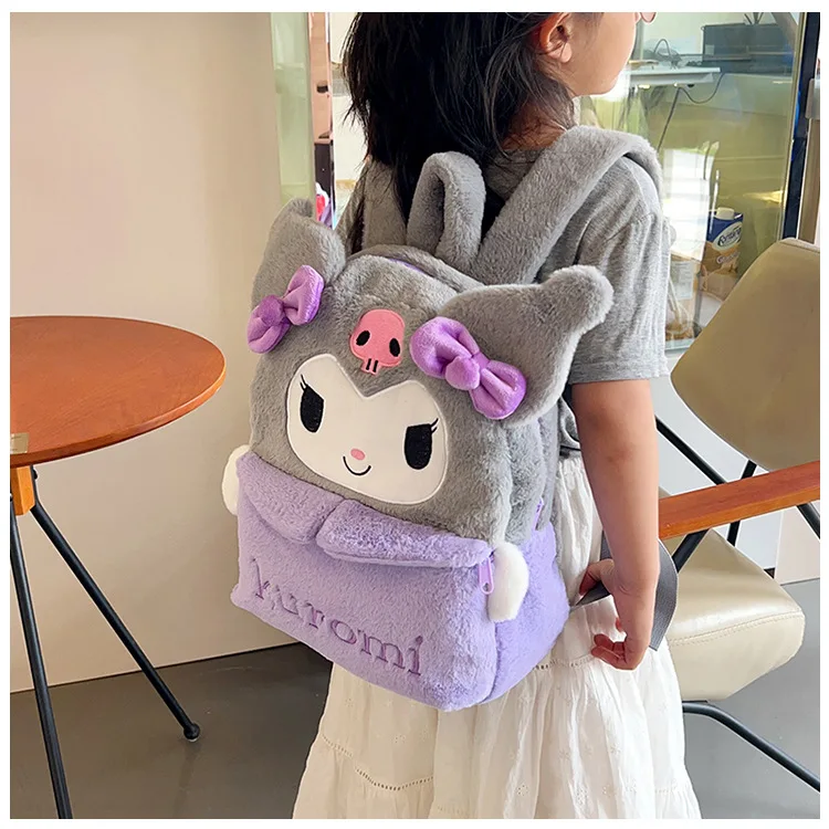 Фото Модный повседневный рюкзак Sanrio Kuromi для студентов, вместительная сумка через плечо My Melody, школьная сумка Cinnamoroll, подарок для девочек №5