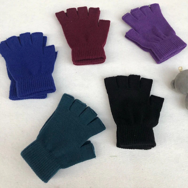 

Мужские осенне-зимние плотные теплые перчатки для вождения с закрытыми пальцами, вязаные шерстяные эластичные Нескользящие митенки без пальцев для езды на велосипеде