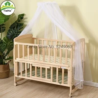tieho solid wood baby bed crib european multifunctional kids bed 2 layer childrens bed with mosquito net for 0 3 years old baby