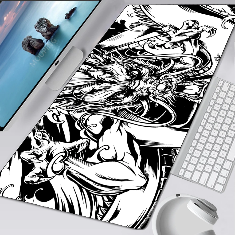 

Dragon The Devil Japan Mouse Pad Black and White Gaming Keyboard Rubber Pad Pad on The Table Desk Mat Anime Mouse Mat Pc Rug