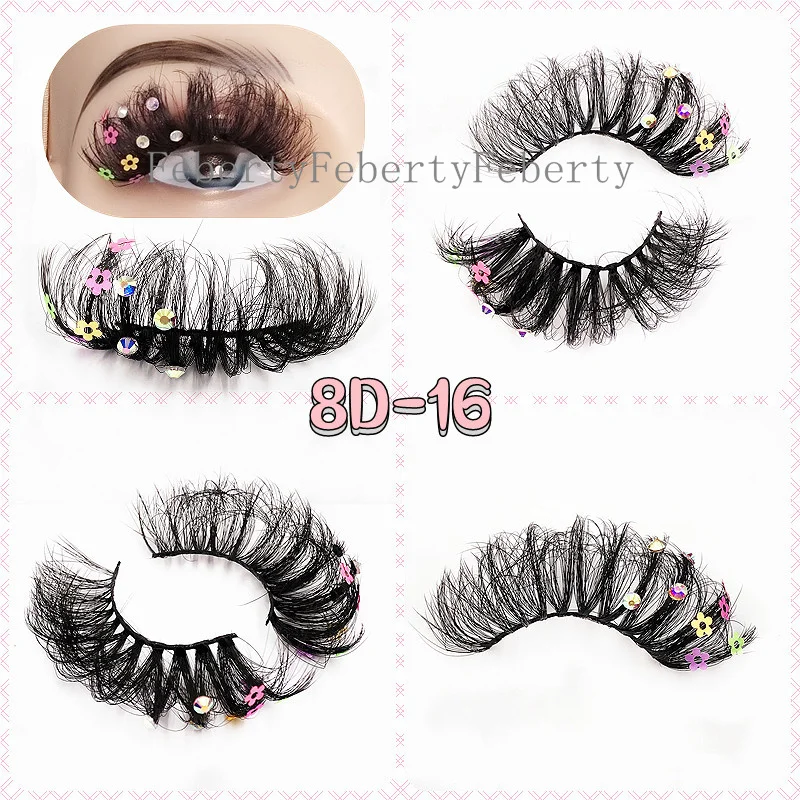 Wholesale 5D Faux Mink Lashes With Butterfly Pink Green Colored Lashes Makeup Fluffy Glitter False Eyelashes glitter star lash images - 6