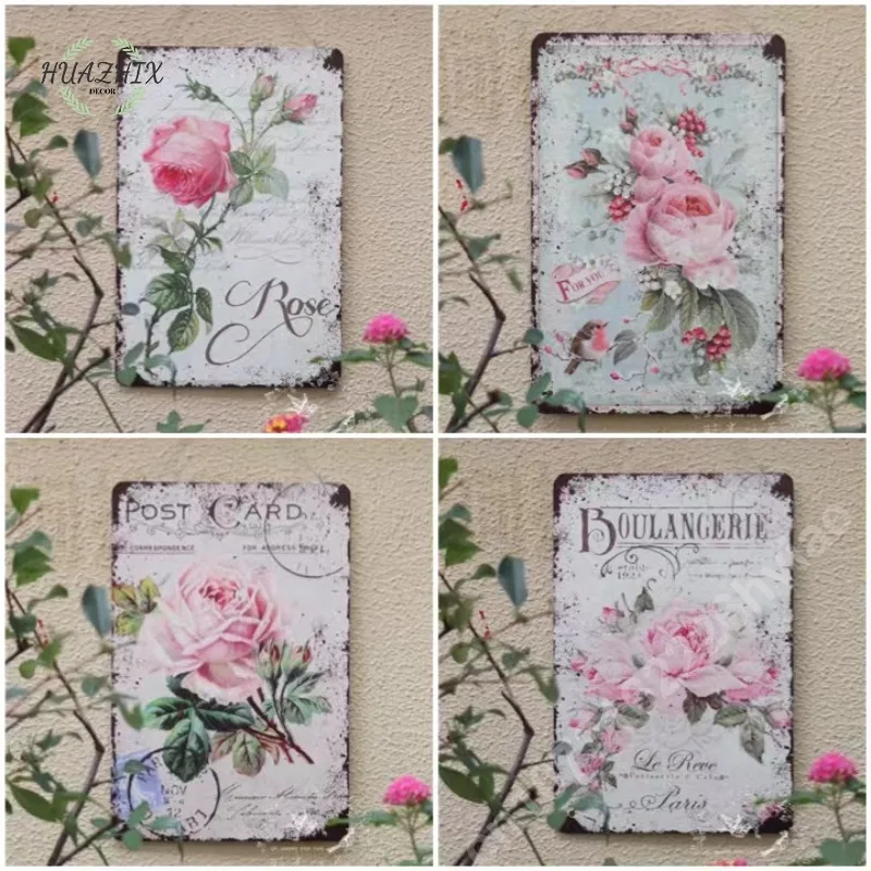 

Retro Style Metal Signs Flower Floral Iron Painting for Shop Garden Farm Home Decoration Vintage Decor Wall Poster Tin Plaques