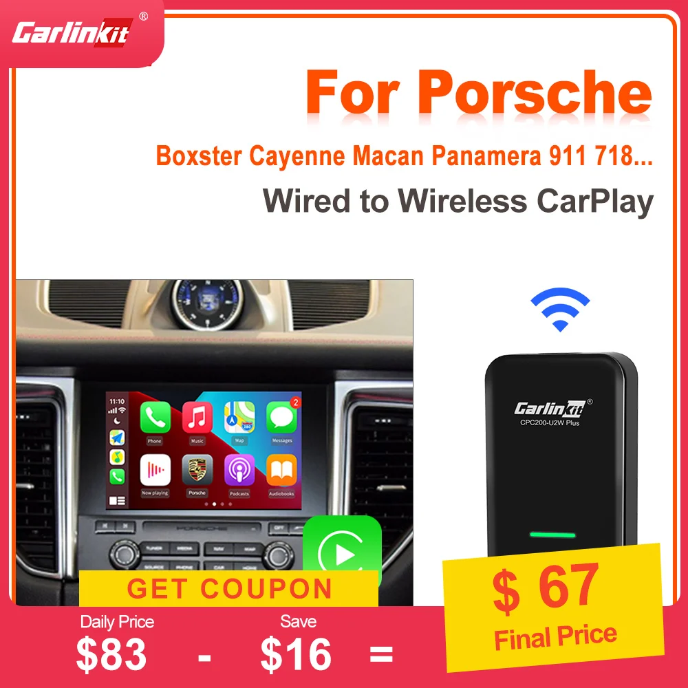 

Carlinkit 3.0 Wireless CarPlay Adapter for Porsche 718 911 Panamera Macan Cayenne Taycan Plug and Play Auto connect Dongle IOS14