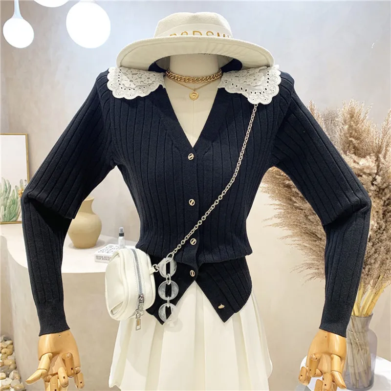

Niche Design New Women's Clothing 2022 Spring Sweet Hit Hook Flower Small Lapel Single Breasted Knitted Sweater Cardigan Top