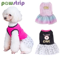 lovely pet dog mesh dress breathable pet print fluffy skirt for small dogs cats summer clothing chihuahua yorkshire pet clothing