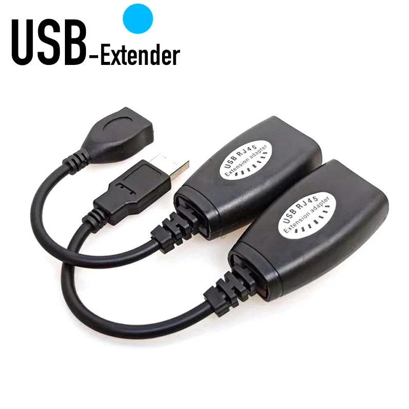 Фото 1 пара USB-удлинителей сигнала более 50 м Cat5E/6 LAN RJ45 Ethernet-удлинительный кабель-адаптер для проводной клавиатуры, мыши, аксессуары для ПК №1