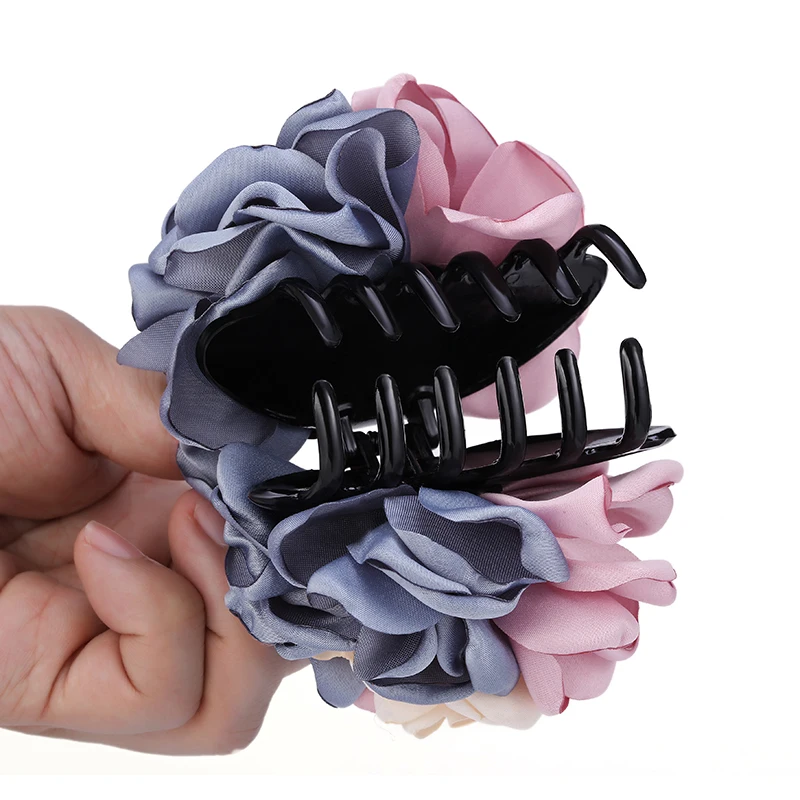 Big Camellia Flower Hair Claws Clips Women Girls Muliticolor Rose Large Clamps Ponytail Holder Barrettes Accessories |