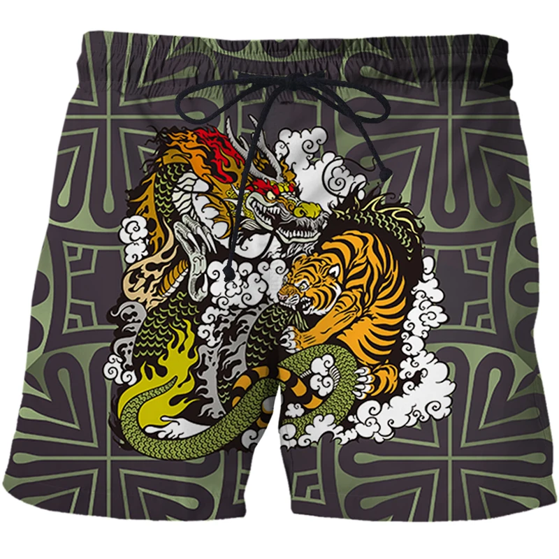 2022 New Chinese dragon totem 3D Print Fashion Hot Men Shorts Summer New Harajuku Hip Hop Leisure Beach Shorts Streetwear