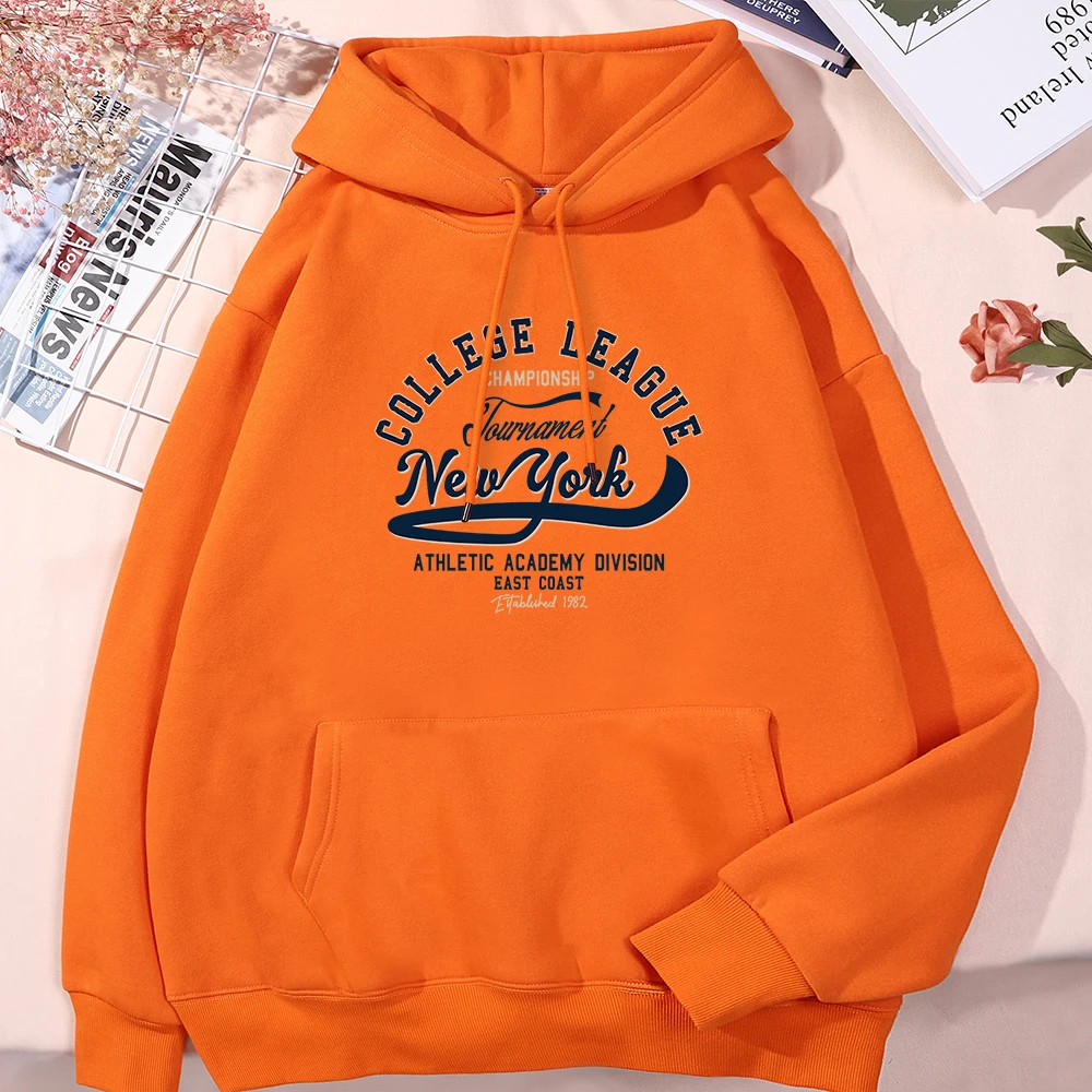 

College League New York Athletic East Coast Clothing For Men Classic Soft Hoodies Outdoor Loose Clothes Casual Quality Hoodie