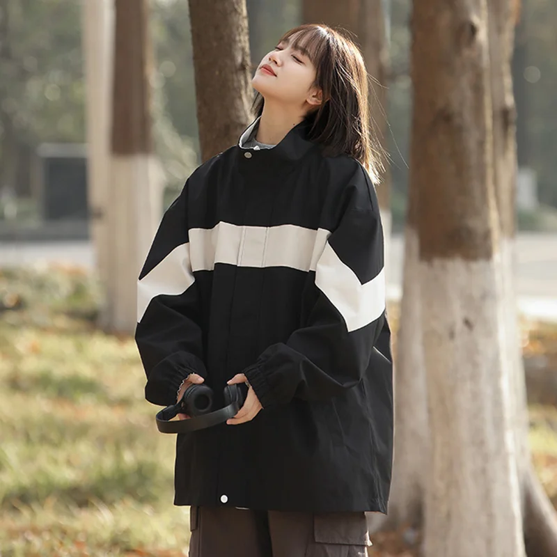 Двухсторонняя Молодежная куртка для мужчин и женщин свободная верхняя одежда