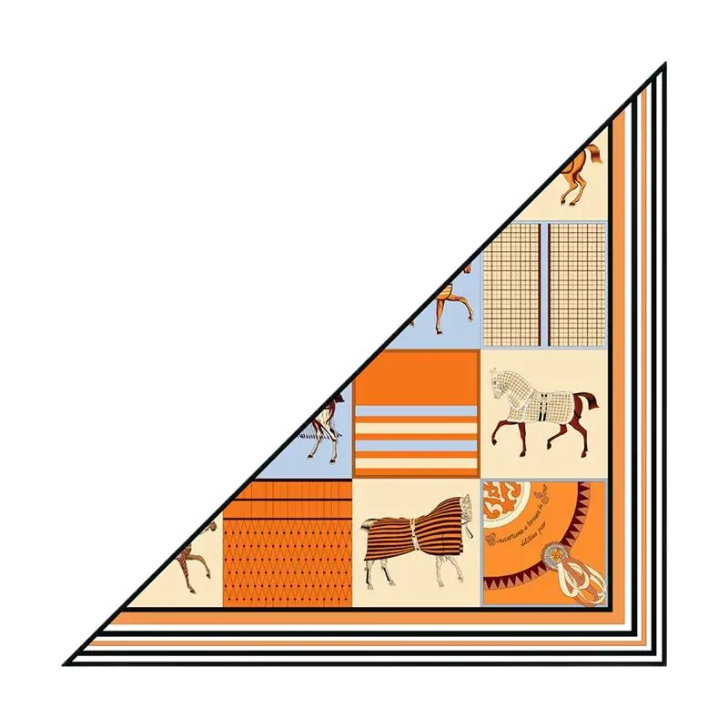 Новинка 2023 шелковый шарф для женщин треугольный с саржевым принтом шаль Женский