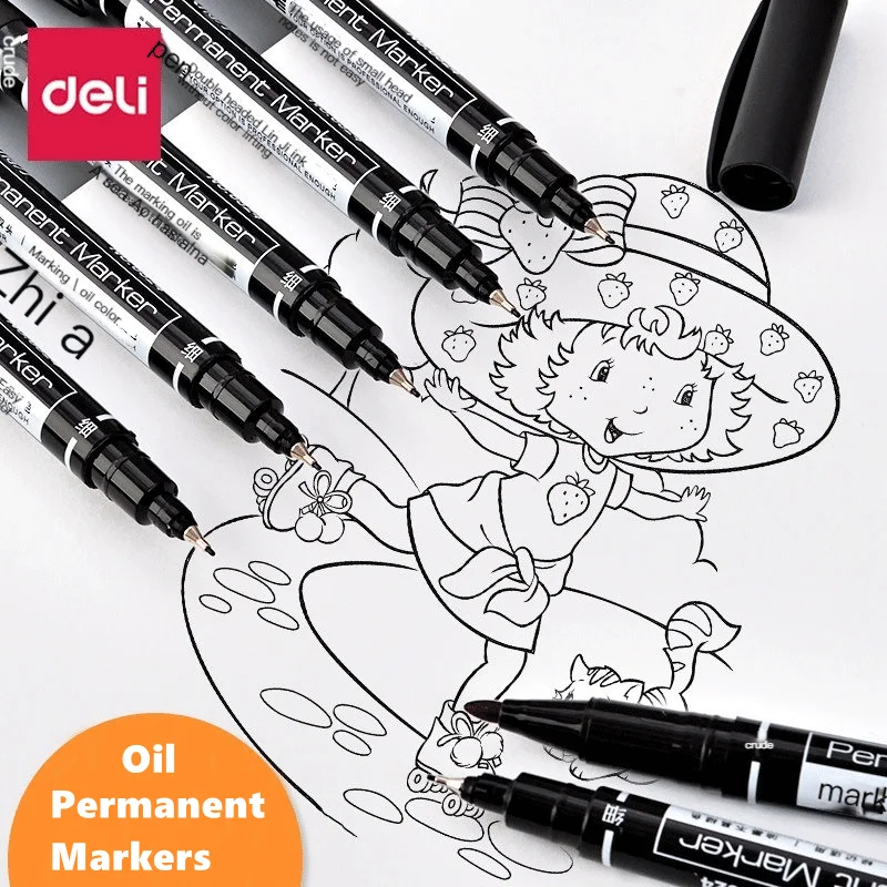 0.5/1.0 Mm Nib Black Art Marker Pens For School Office Stati