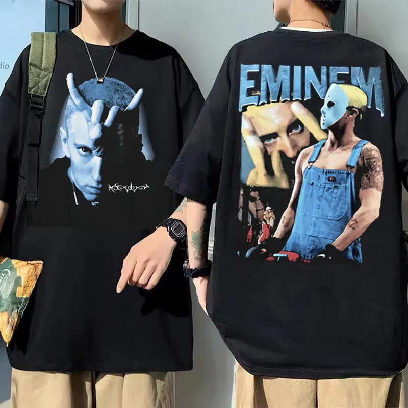 

Hot Sale Men Fashion Hip Hop Crewneck T-shirt Streetwear Slim Shady Eminem Curtain Call 2 & Anger Management Tour Graphic Tshirt