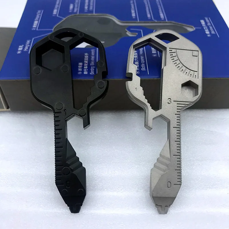 

24-in-1 Multifunctional Key Tool Stainless Steel Hooks Accessories Mini Portable Universal Tool Outdoor Worker
